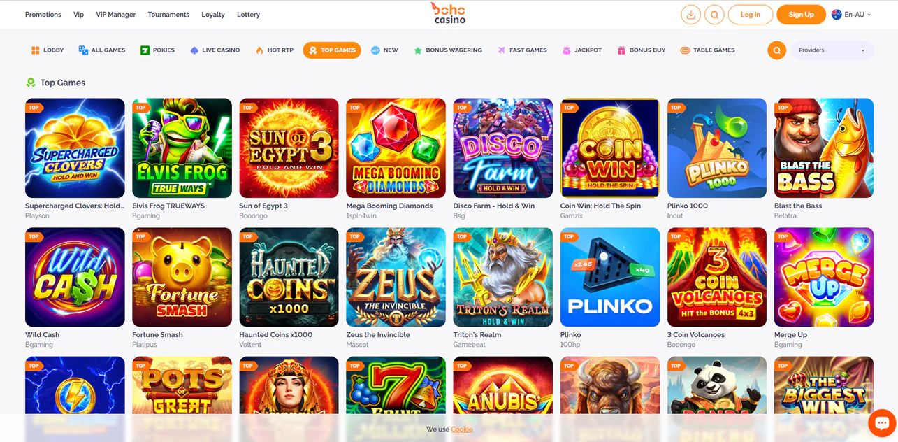 Casino games available in Boho Casino Australia