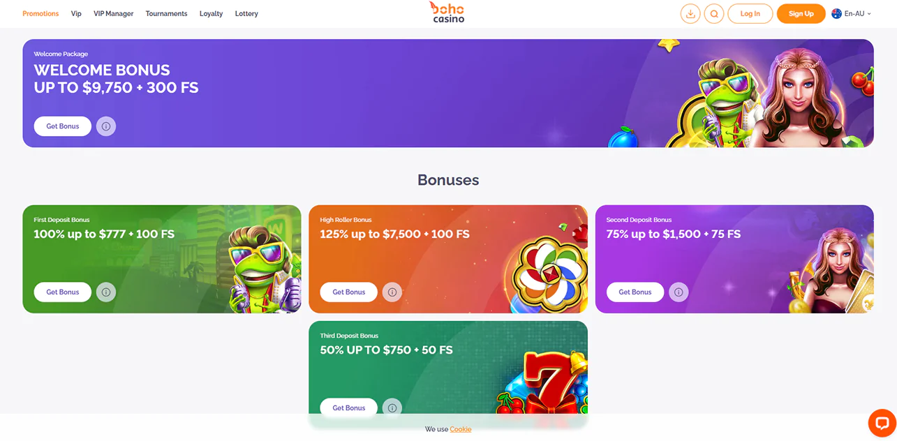 Bonuses and promotions in Boho Casino Australia