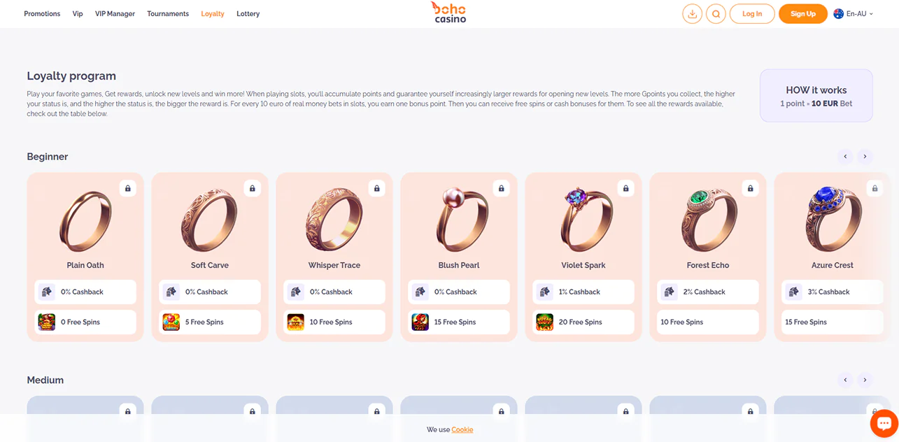 Boho Casino loyalty program for players from Australia