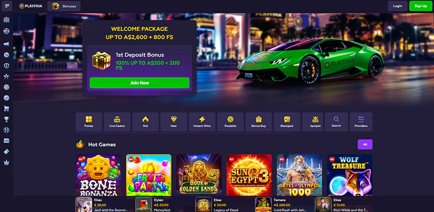 Playfina casino review for players from Australia